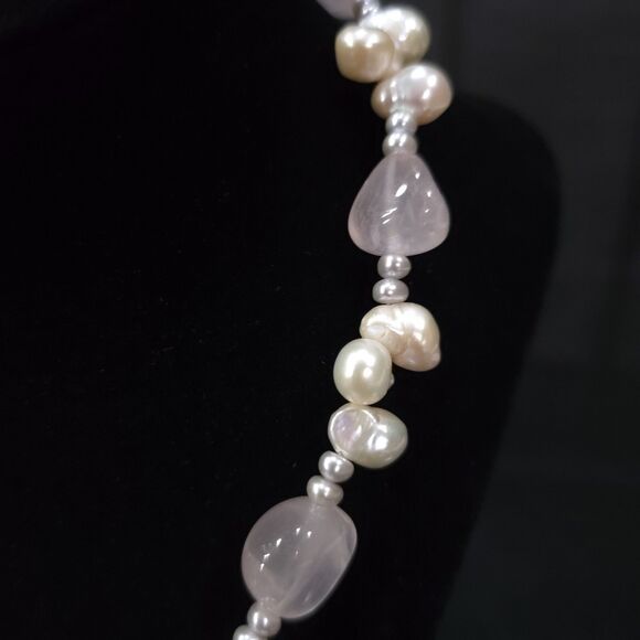 (4) Gemstone Agate Chunky Necklaces Set Statement Tigers Eye Pearls Rose Quartz - Picture 14 of 16